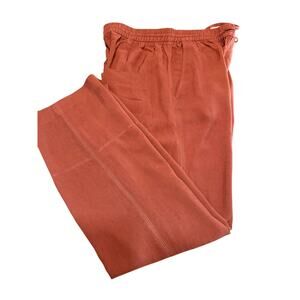 ZARA Wide-Leg Slacks Four-Pocket Burnt Orange Women’s M Elastic Tie Waist